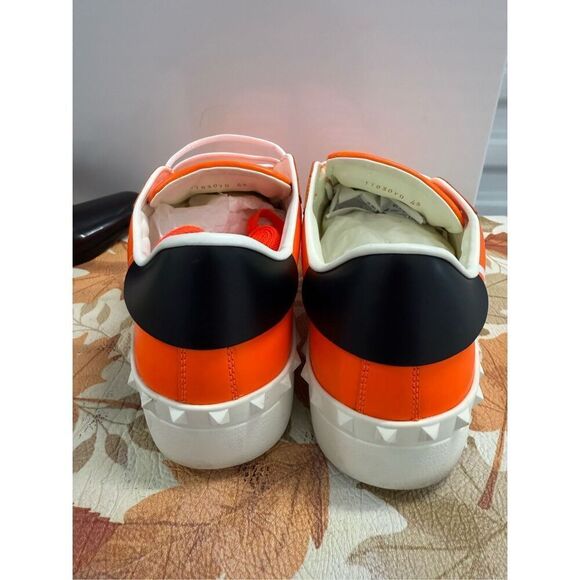 Valentino Garavani VLTN Fluorescent Orange Sneakers Men's Size 12 EU 45 $695 - Picture 5 of 8